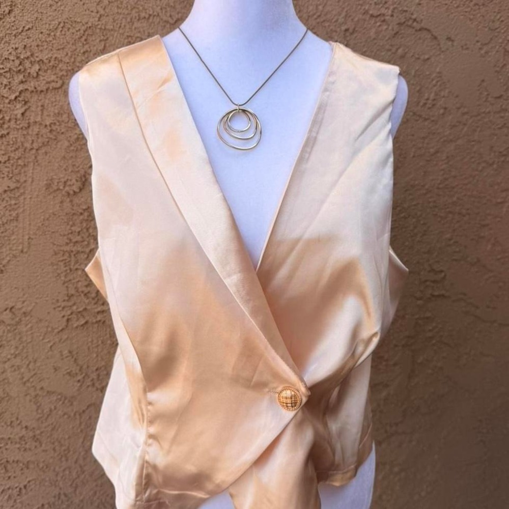 Vintage Cream silk vest with gold button detail